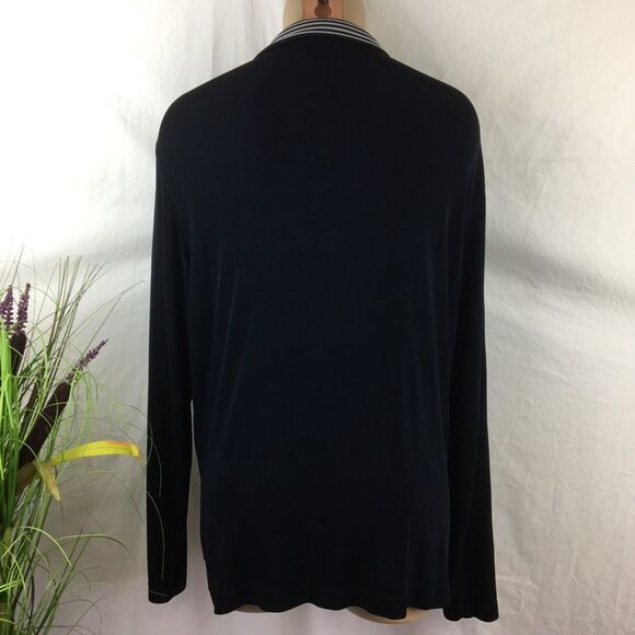 Chico’s Travelers Black & White Zip Up Stripe Collar Long Sleeve Jacket L 2 - Picture 4 of 9